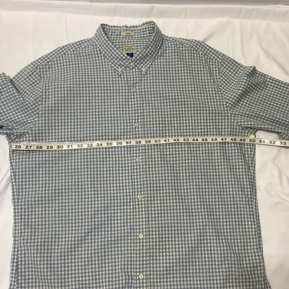 J.CREW,,SECRET WASH,LIGHT BLUE & WHITE,CHECKERED,BUTTON DOWN,MEN SHIRT.S…